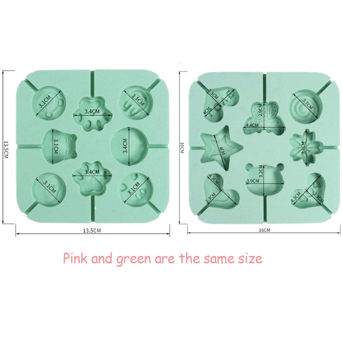 Lot De 2 Moules à Sucettes En Silicone Rose Avec 100 Bâtonnets, 100 Sachets Et 100 Attaches - Idéal Chocolat Et Bonbons