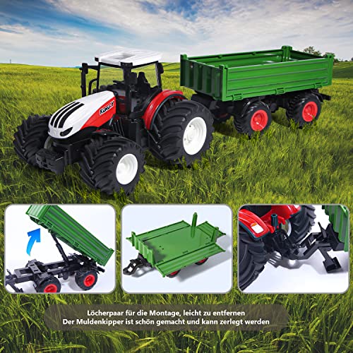 PENGBU RC Ferngesteuerter Traktor mit Anhänger, Traktor Spielzeug ab 3 4 5 6 Jahre, Traktor Ferngesteuert Ackerschlepper… – Bild 7