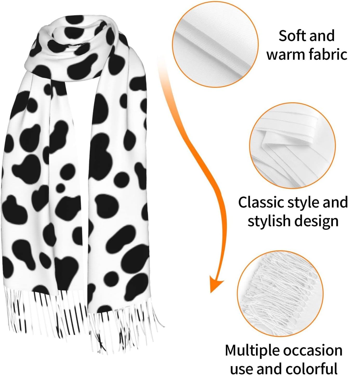 MENRIAOV Dalmatian Dog Print Women'S Scarf Wraps Imitation Cashmere Shawl Wrap Keep Warm Comfortable Soft Scarves With Tassel Scarf - Image 4