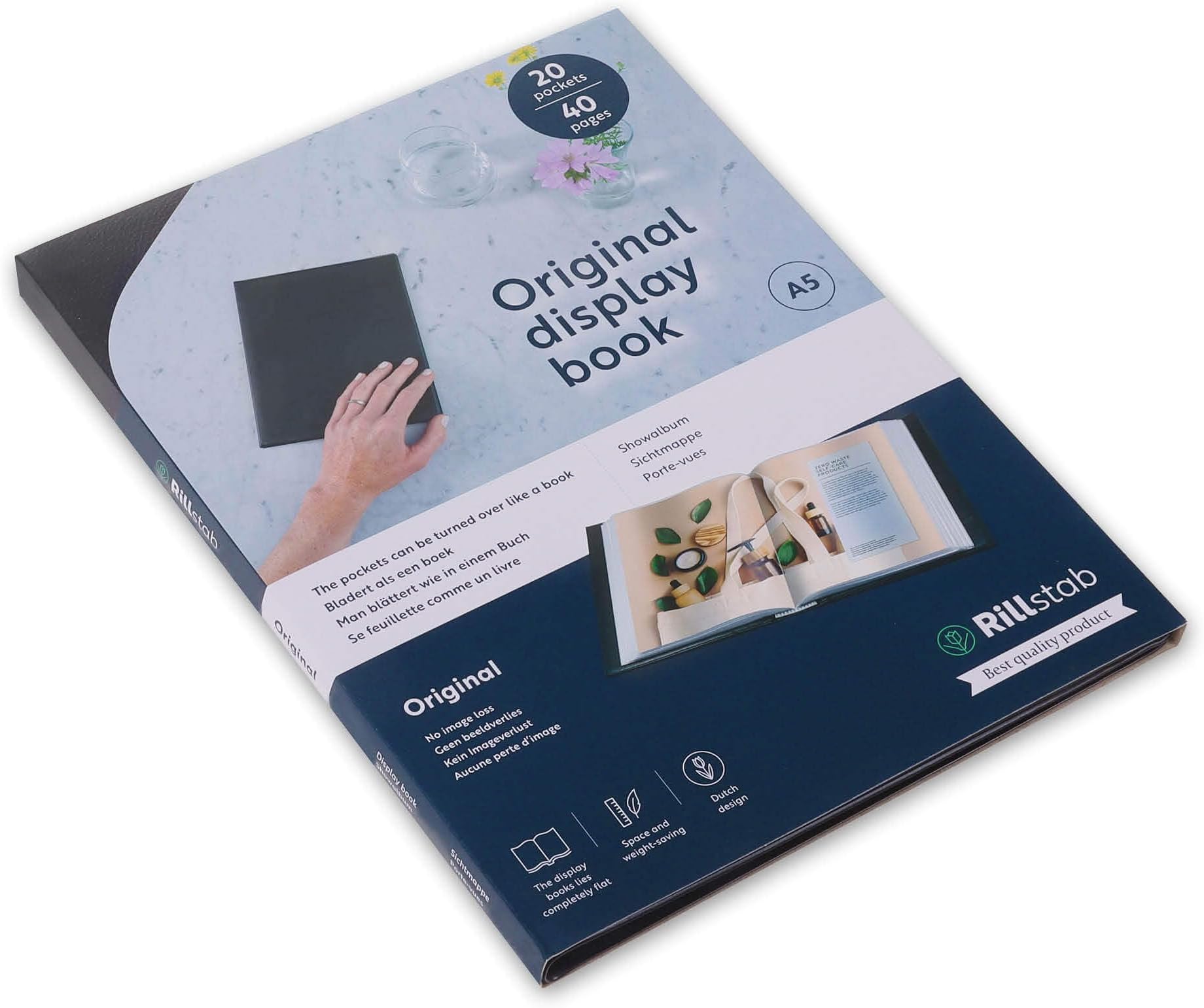 Original A5 Display Book (20 Transparent/Clear Pockets) | Front Page Ring Binder Portfolio & Project Presentation Folder for Meetings & Conferences| Poly Clear Pocket Folder | Black | 99524