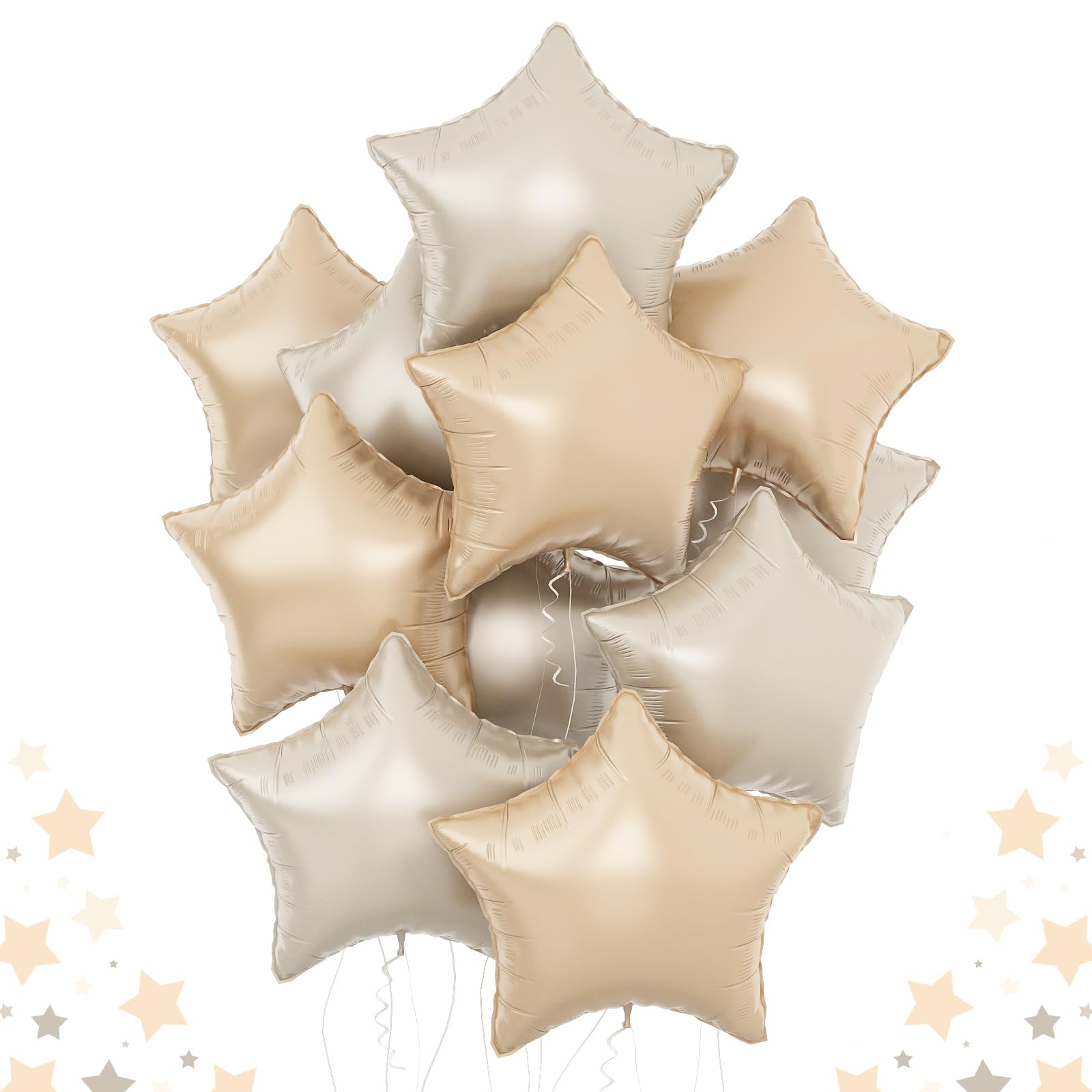 Cream Star Balloons, 18Inch Caramel Cream Stars Shape Foil Balloons