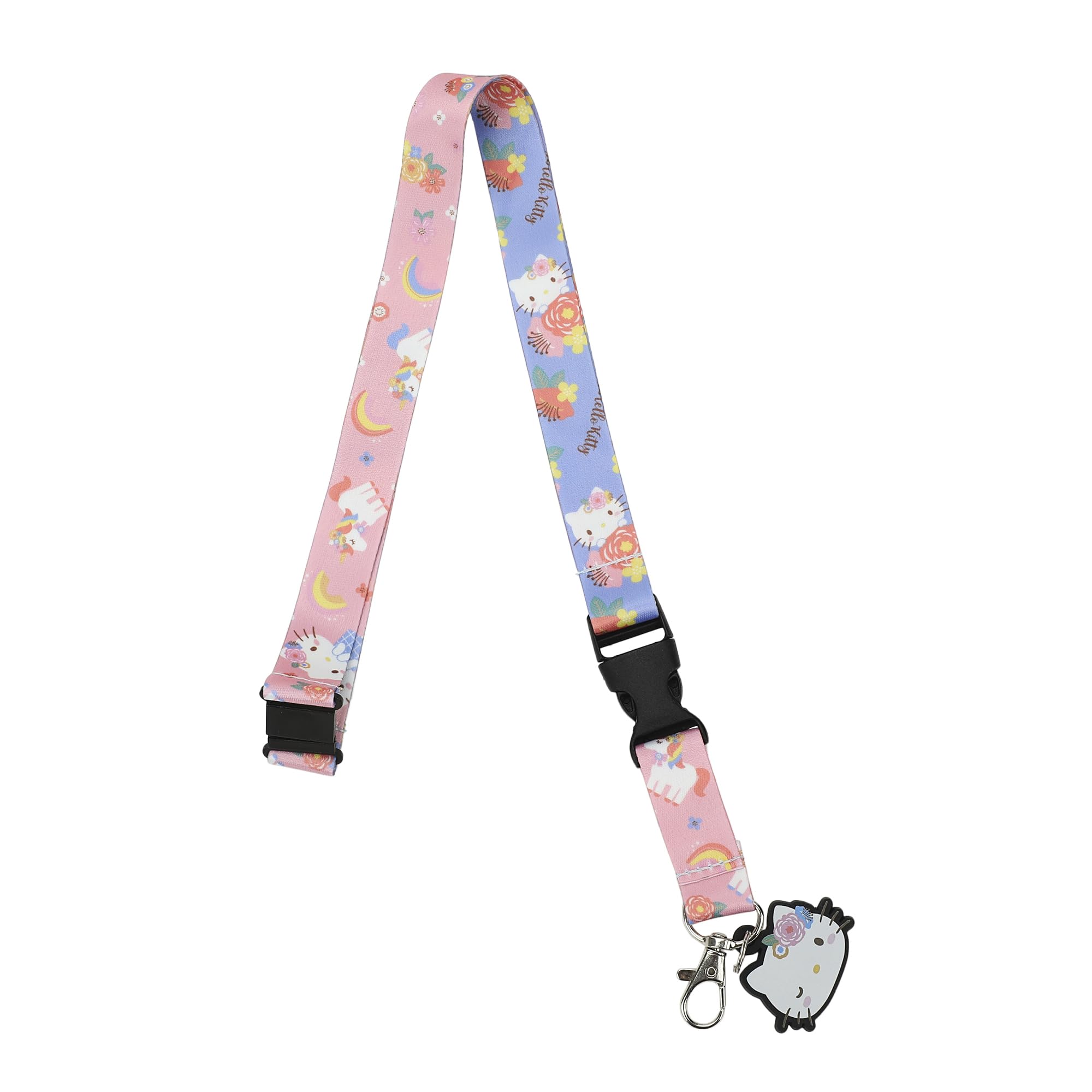 Hello Kitty Flowers 22" Blue & Pink Lanyard with ID Sleeve