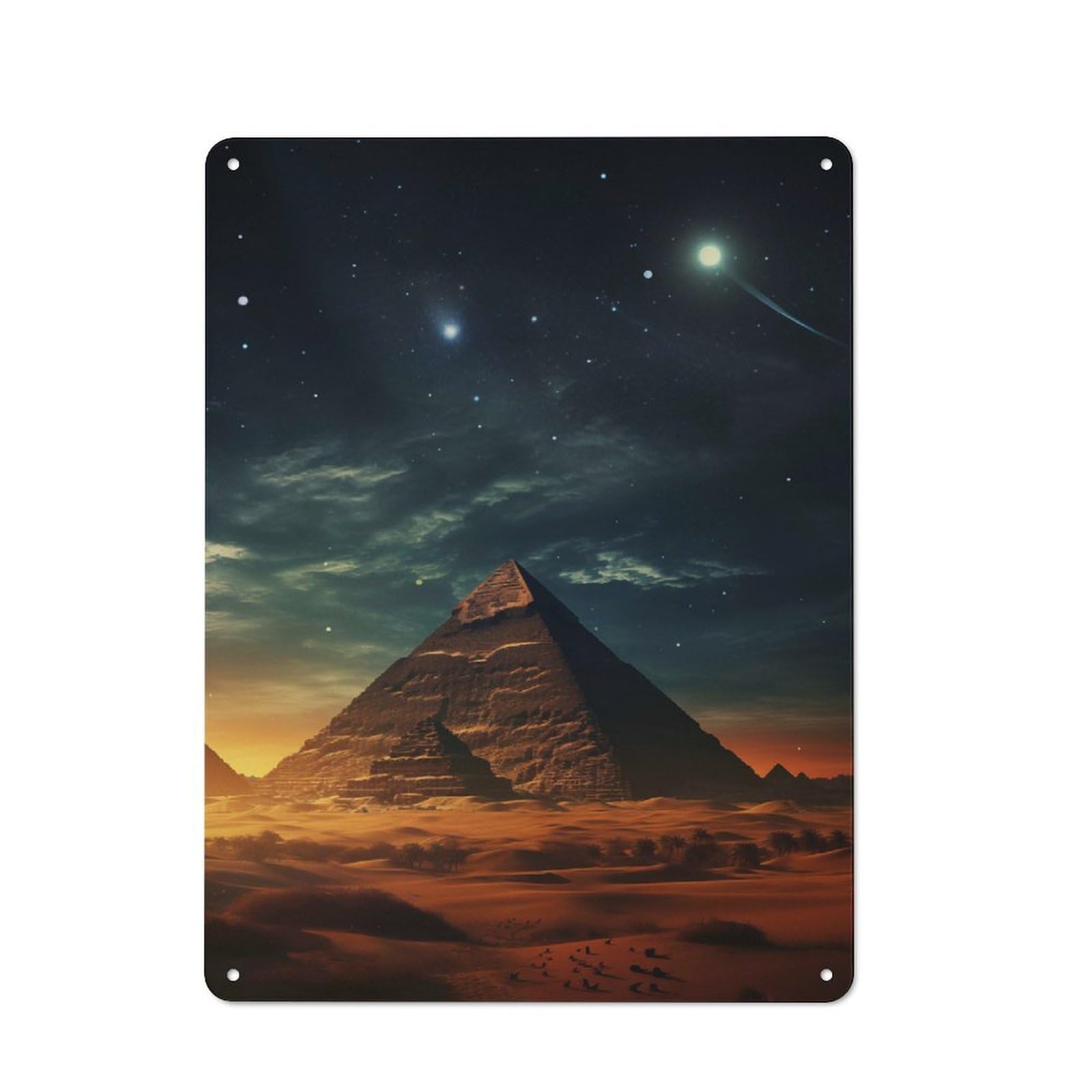 Junmoney Egyptian Pyramids Tin Wall Plaque 40X30cm With For Bar Or Restaurant, Housewarming Present For People Styling Bar And Restaurant