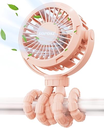 Vista 10 de Ventilador Mini Portátil para Cochecito de Bebé, Ventilador de Mano Personal de 3 Velocidades, Ventilador de Enfriamiento Recargable con Trípode