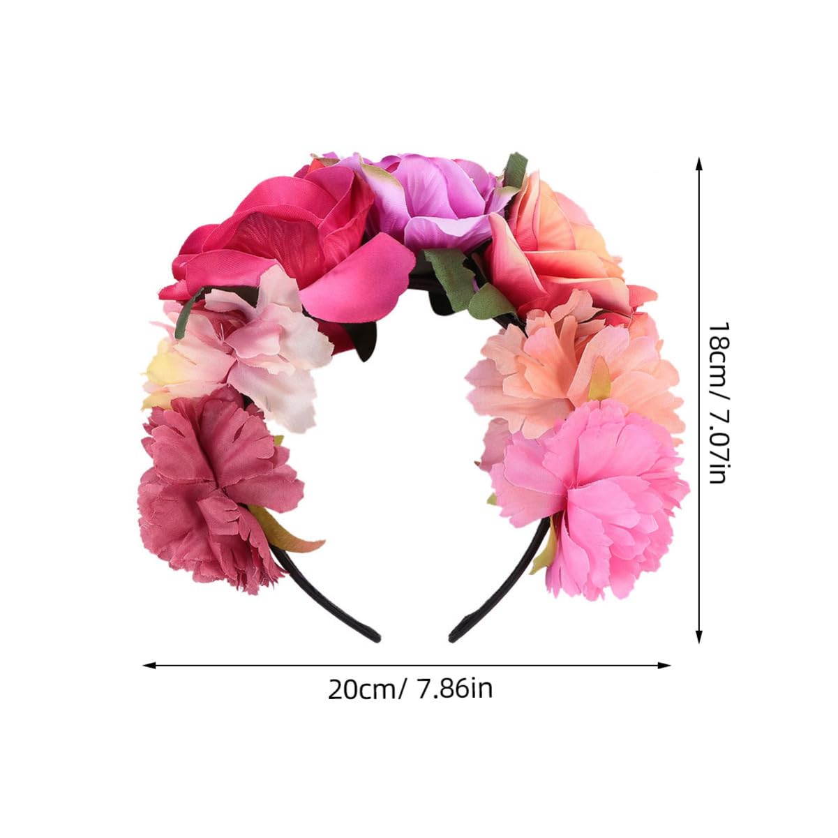 Toyvian Rose Floral Crown Headband: Women Flower Garland Hair Wreath Headdress - Gothic Bride Headband for Halloween Parties