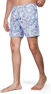 شورت سباحة بتصميم زهور للرجال من كوب، أزرق (عبوة من قطعة واحدة)