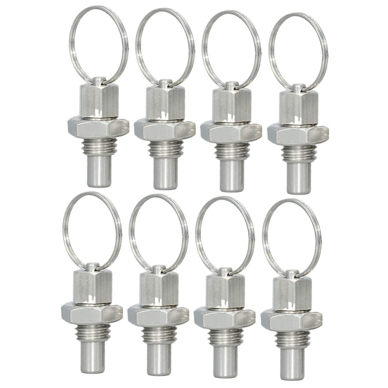 VILLCASE 8 pcs spring pull ring spring pin Retractable Spring Plunger spring Lock- Out indexing pin non lock- out knob plunger safety pin positioning post Stainless steel telescopic