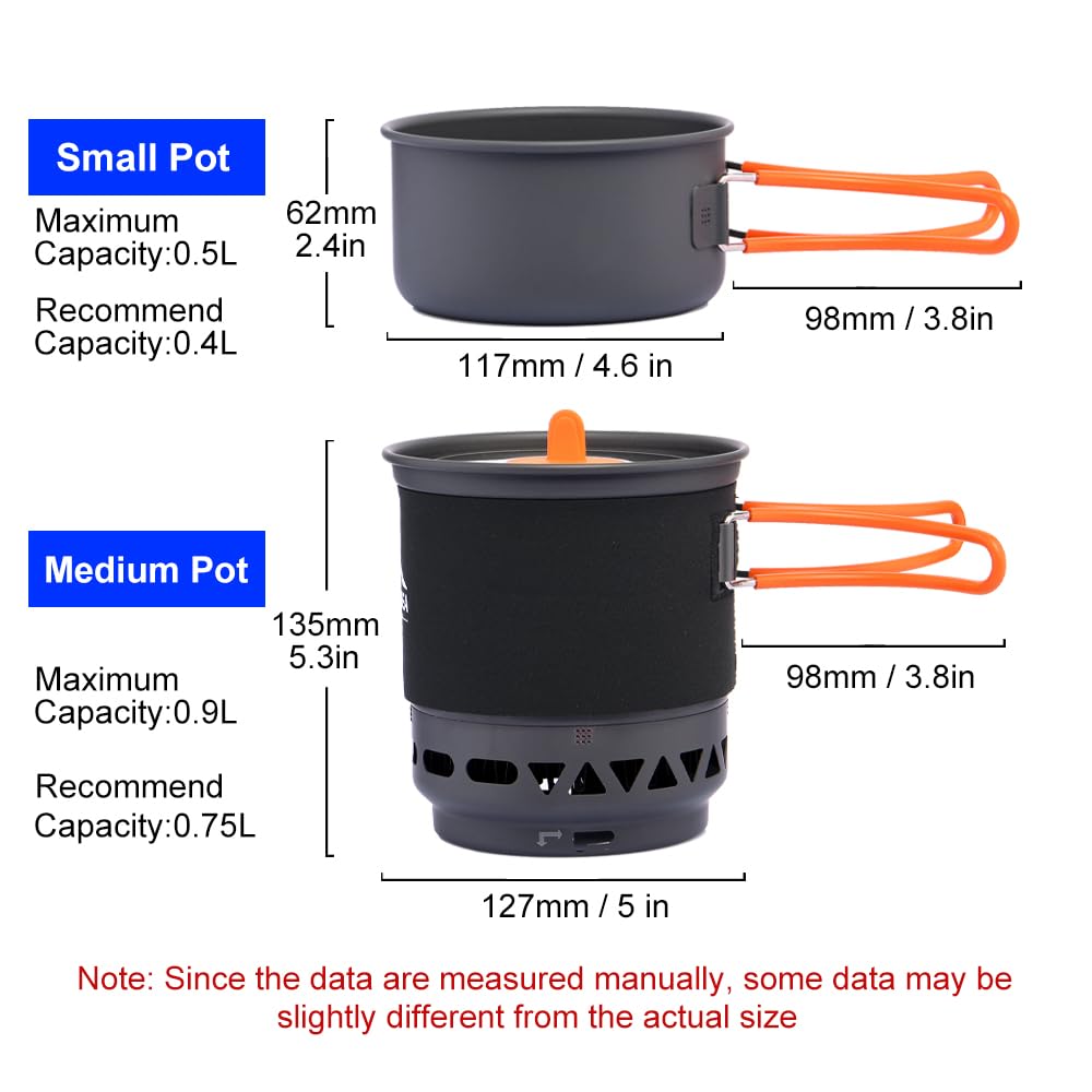 Widesea Système de cuisson de camping avec échangeur de chaleur pour réchaud à gaz extérieur - Cafetière touristique - Ustensiles de cuisine - Vaisselle touristique (Dimgris