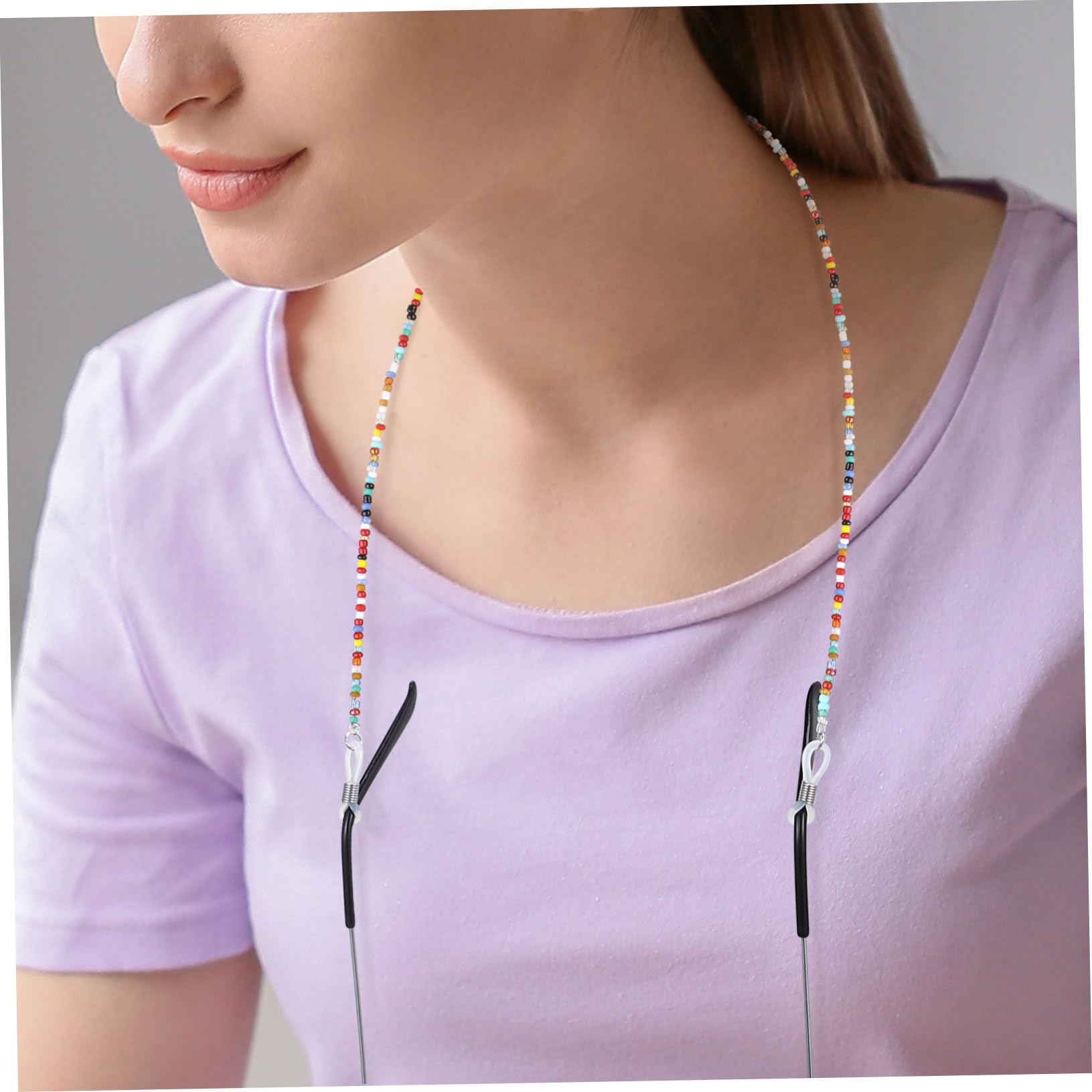 Beavorty Catenella per Occhiali Perline Colorate, 2 Pezzi, Plastico
