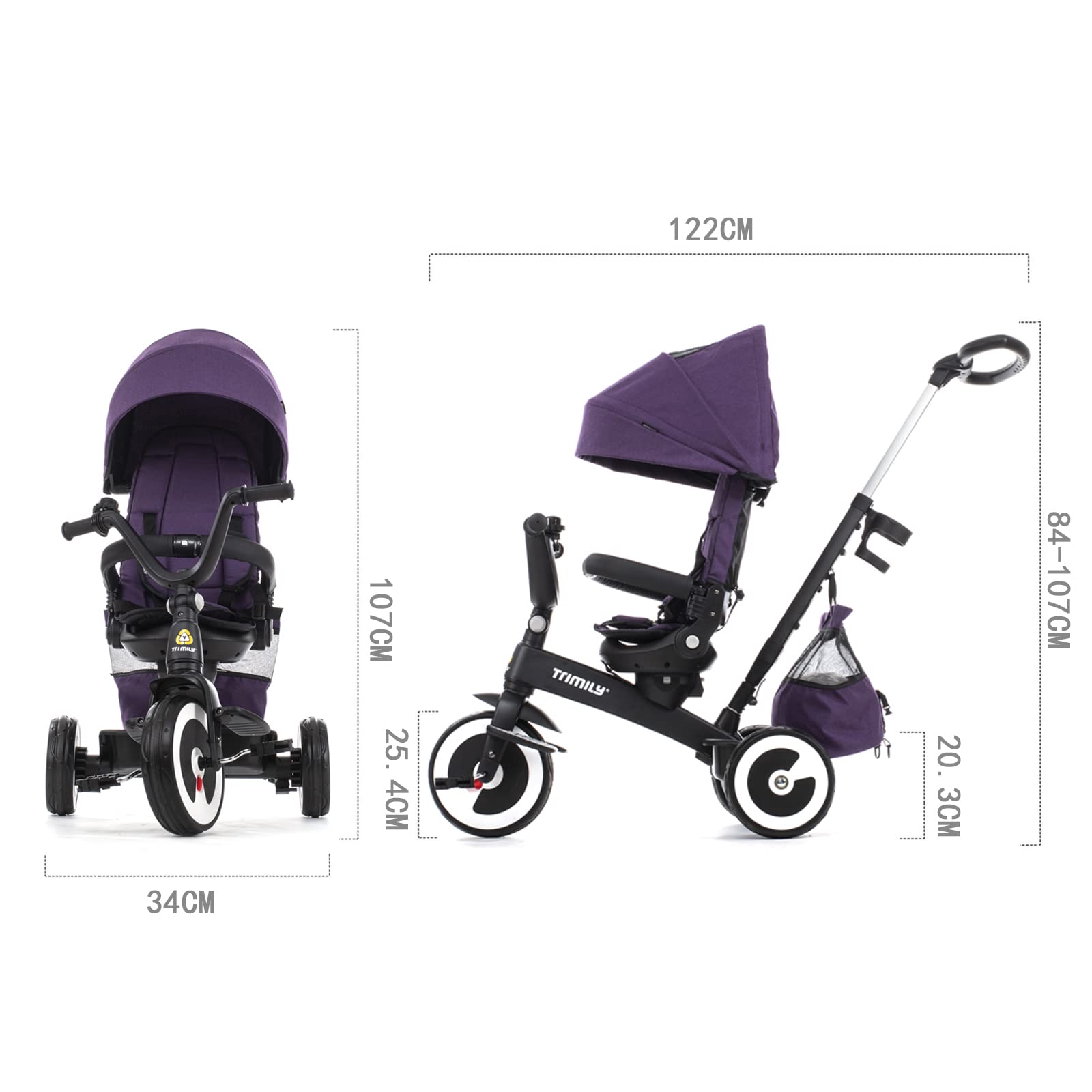 Amazon.co.jp: Trimily T618A 子供用三輪車 ベビーカー 乗用玩具 360度