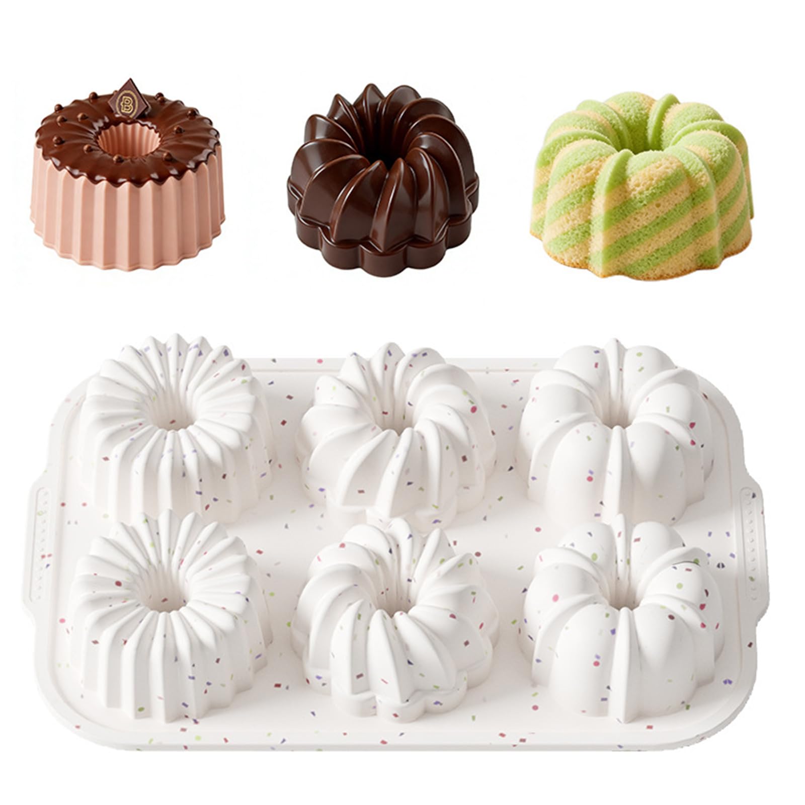 Ljmyy 6 Cavity Fluted Tube Cake Silicone Muffins Pan For Baking Cupcakes And Small Cakes Food Grade Safe Easy Releases