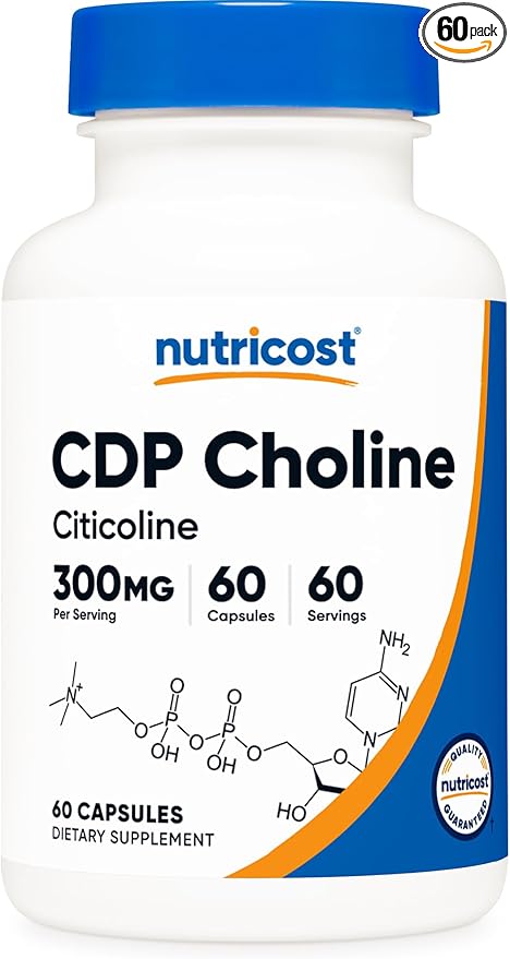 Nutricost CDP Choline (Citicoline) 300mg, 60 Veggie Capsules - Non-GMO, Vegan Friendly, Gluten Free ...