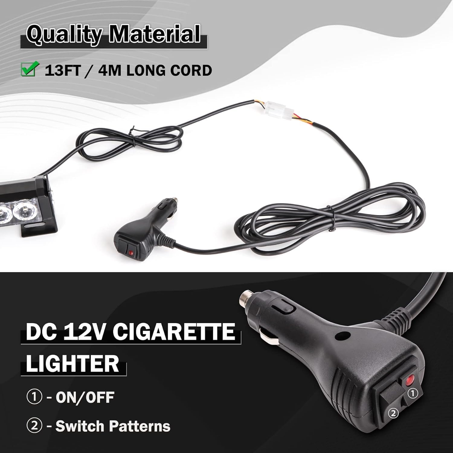 90cm Lichtleiste Stroboskop – 32 LEDs mit hoher Intensität, Warnung, Auto-Blinker, Notfall, Schneepflug, Lichtleiste (Bernstein)