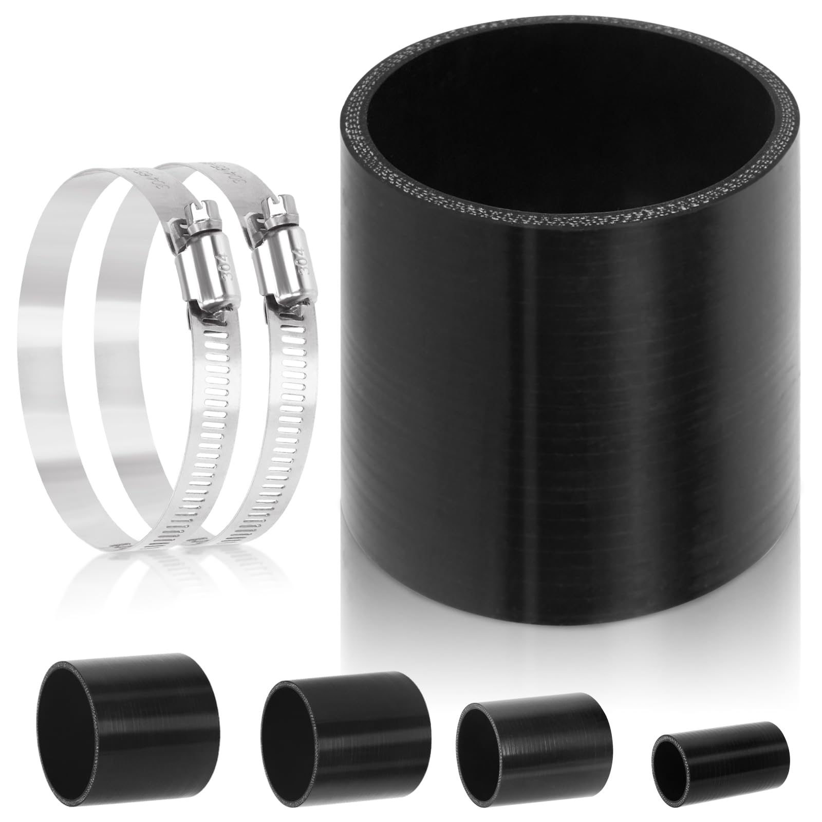 Glarks 3inch (76mm) ID Straight Coupler Silicone Hose 4inch(100mm) Length 4-Ply Reinforced High Performance with 2Pcs 72-95MM tainless Steel T-Bolt