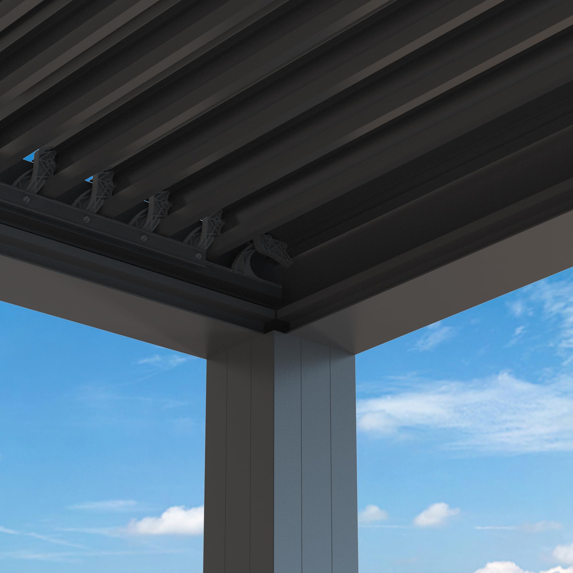 Pergola bioclimatique 4 x 3,3 m – Lattes réglables en aluminium de 13,2 m² – Auvent de jardin parfait pour patio et terrasse – Couleur grise – Design moderne pour une vie en extérieur améliorée