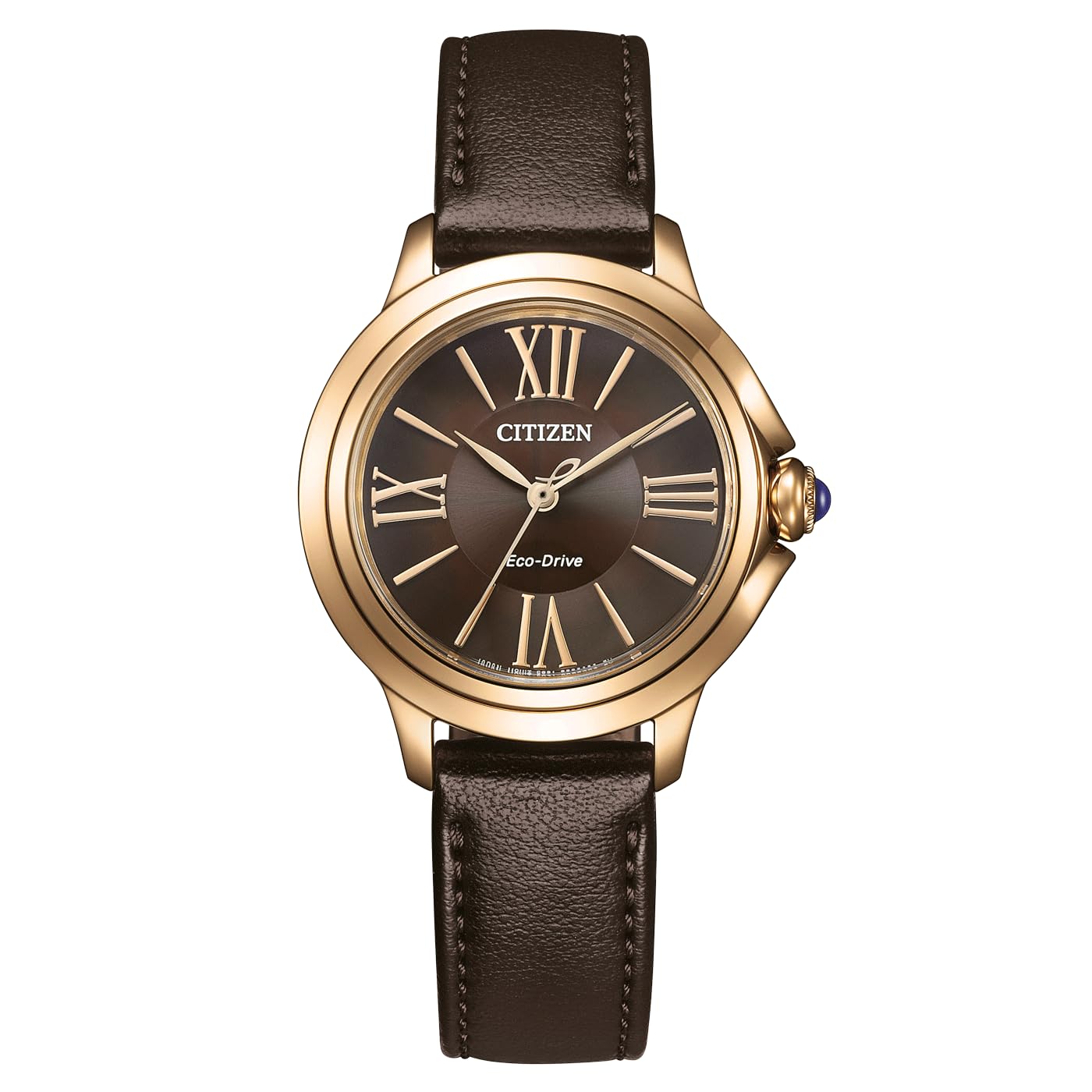CITIZEN Orologio da donna Eco-Drive Solar con cinturino in pelle e numeri romani