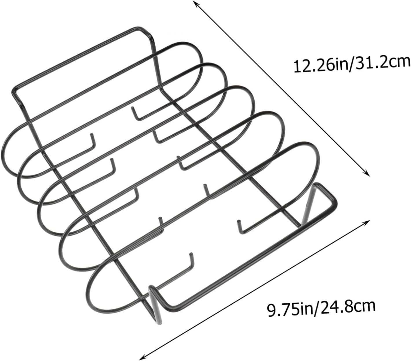 Non-Stick Iron Rib Rack for BBQ Lamb Chops Durable Rib Roasting Shelf High-Temperature Resistant Lightweight Barbecue Accessory for Gas Grills