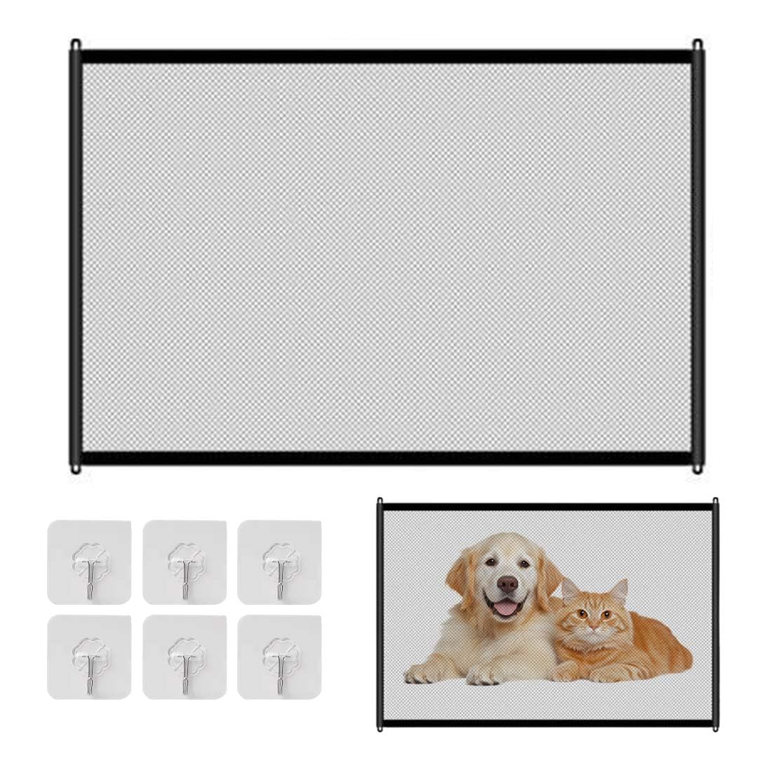 Cancelletto Cani, Barriera per Cani, Cancello Scale per Bambini e Animali Domestici, Cancelletto per Gatti per Porte, Scale e Corridoi, Uso Interni ed Esterni (110 * 72 cm, Nero)