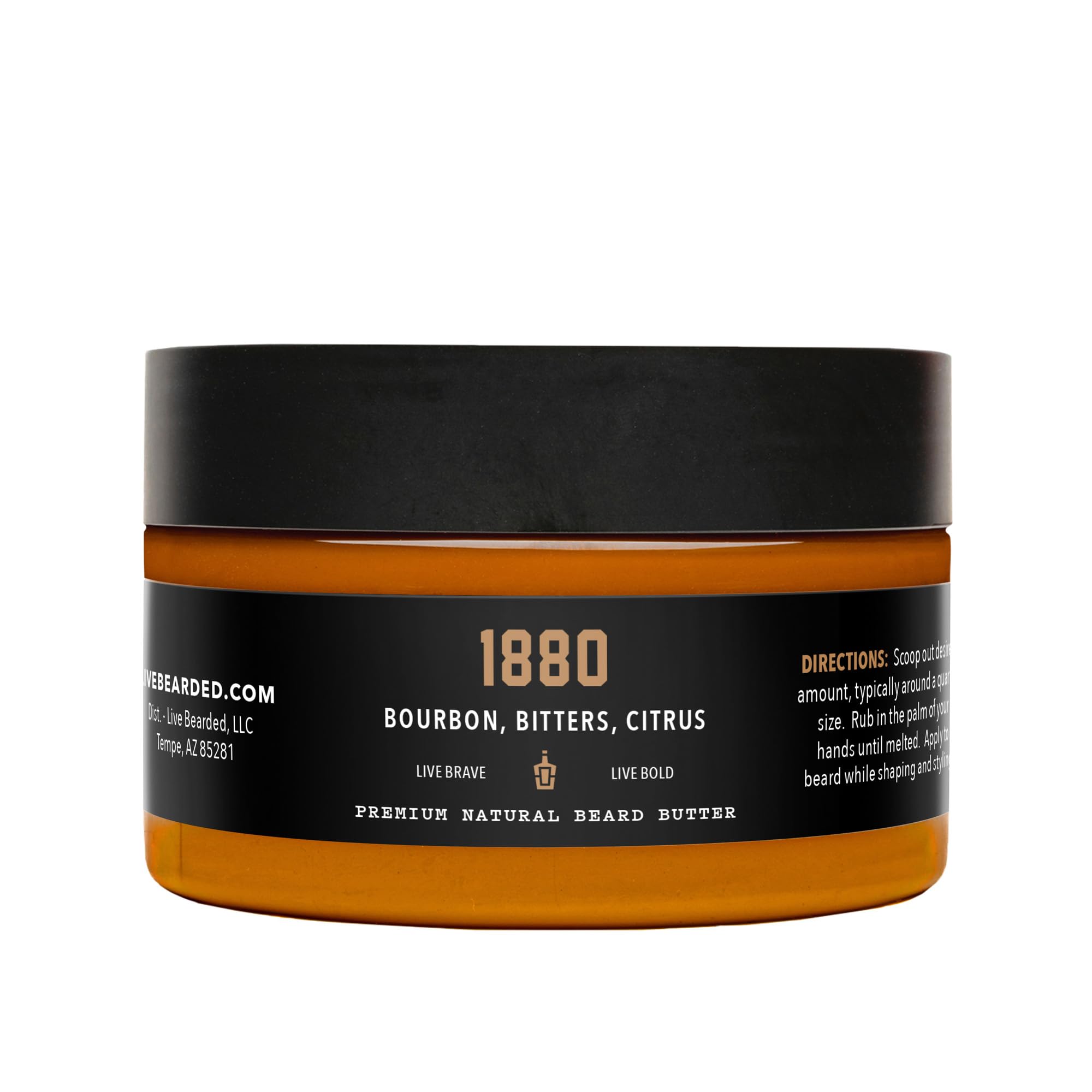 Live BeardedBeard Butter, 3 fl oz - Made in the USA - All-Natural Leave-in Conditioner and Softener with Shea | 1880 Scent - Bourbon, Bitters, Citrus