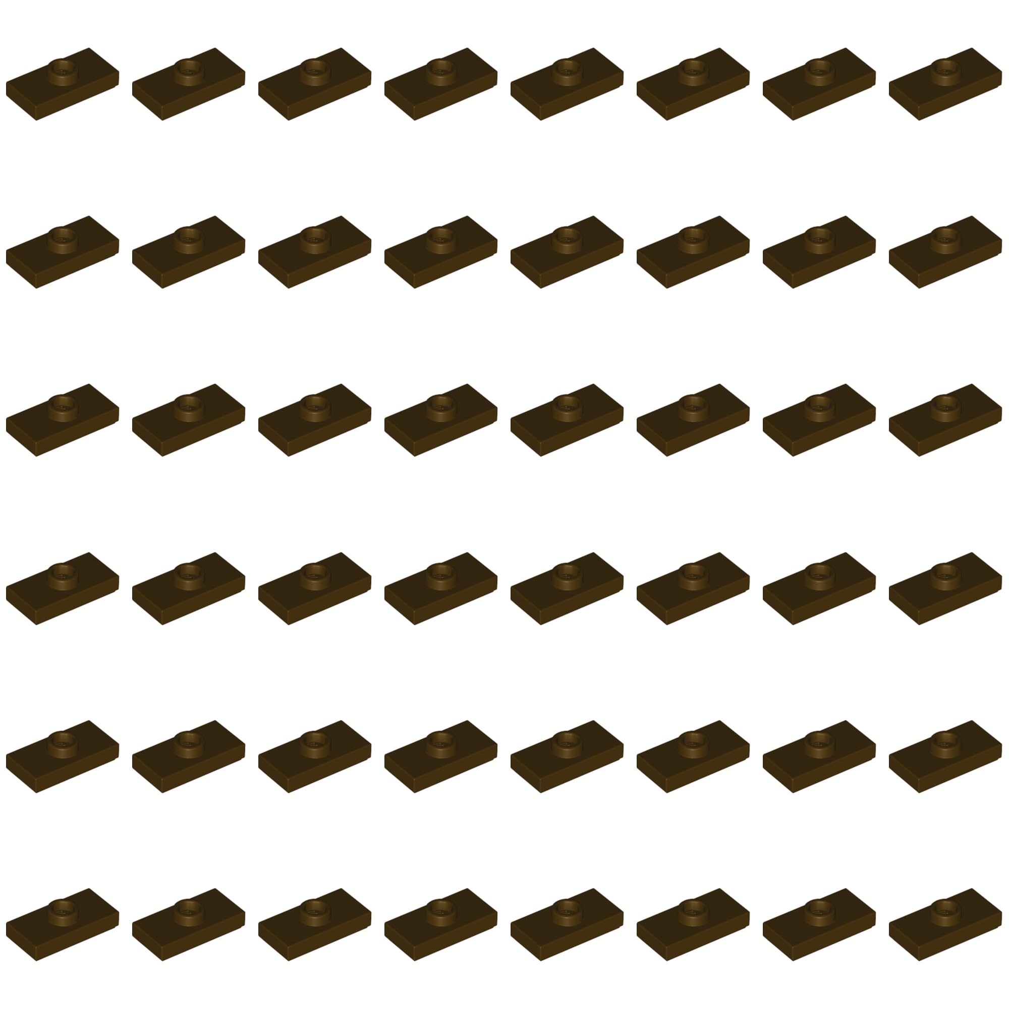 LEGO Modified 1 x 2 with 1 Stud with Groove and Bottom Stud Holder (Jumper), Part 15573 (Dark Brown, 10, Bricks)
