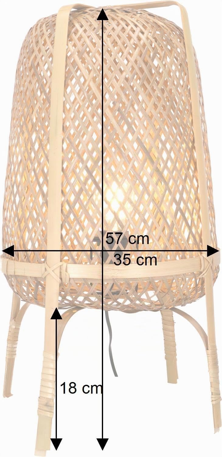 GURU SHOP Tischlampe/Tischleuchte, in Bali Handgemacht aus Naturmaterial - Modell Gomera, 57x35x35 cm