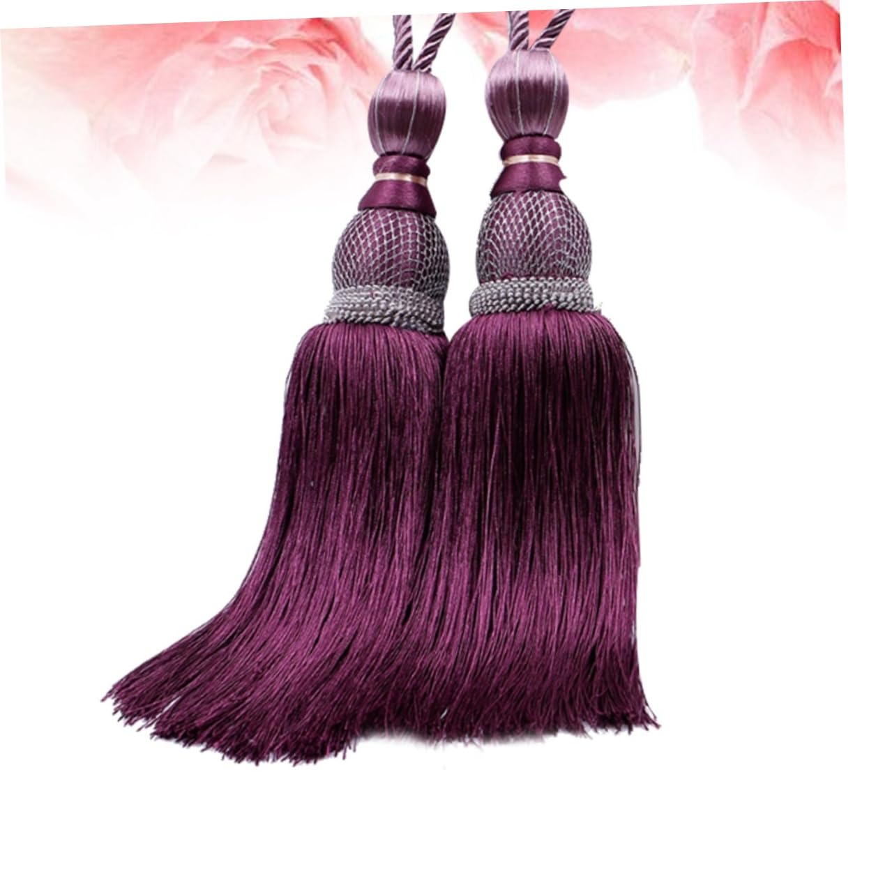 Embrasses de Rideaux, Supports de Rideaux, Lot de 2, Pompons de Rideaux, Cordons de Fixation pour Rideaux, Sangles de Pompons, Accessoires pour Rideaux, Sangles de Rideaux (comme illustré)