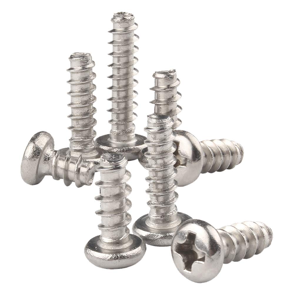 DAZISEN Self-Tapping Screws - M4 Cross Round Head PB Self-Tapping Screws, 304 Stainless Steel, M4*6 100pcs