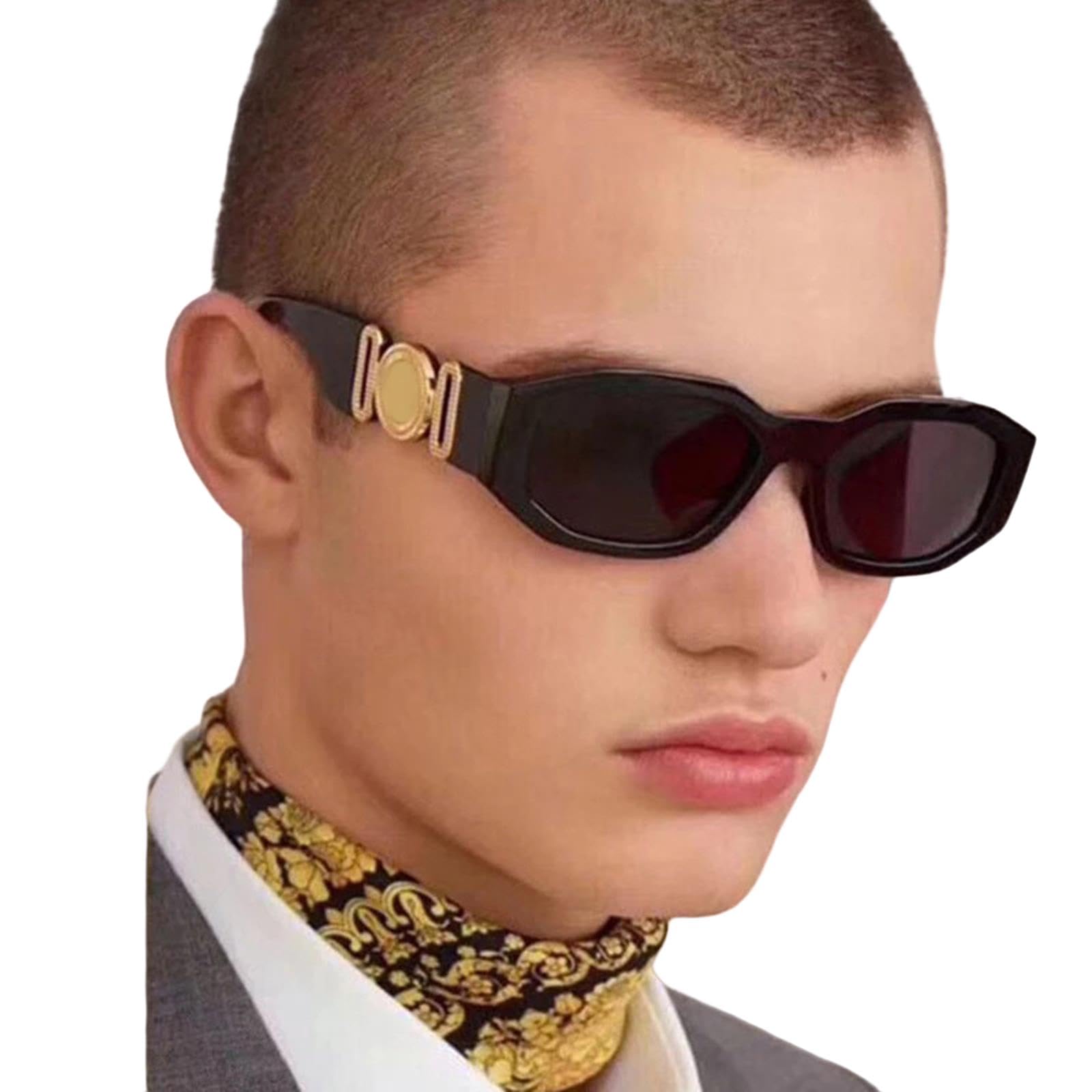 NOGRAX Męskie okulary przeciwsłoneczne, nieregularne, kwadratowe, w stylu vintage, modne, małe oprawki