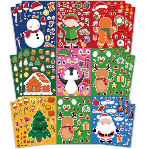 OHOME Christmas Stickers - Stocking Stuffers for Kids - DIY Christmas Crafts for Kids - Kids Xmas Gifts Games Activity Party Favors Supplies for Grandkids | Toddler Stocking Stuffers(24 Sheets)
