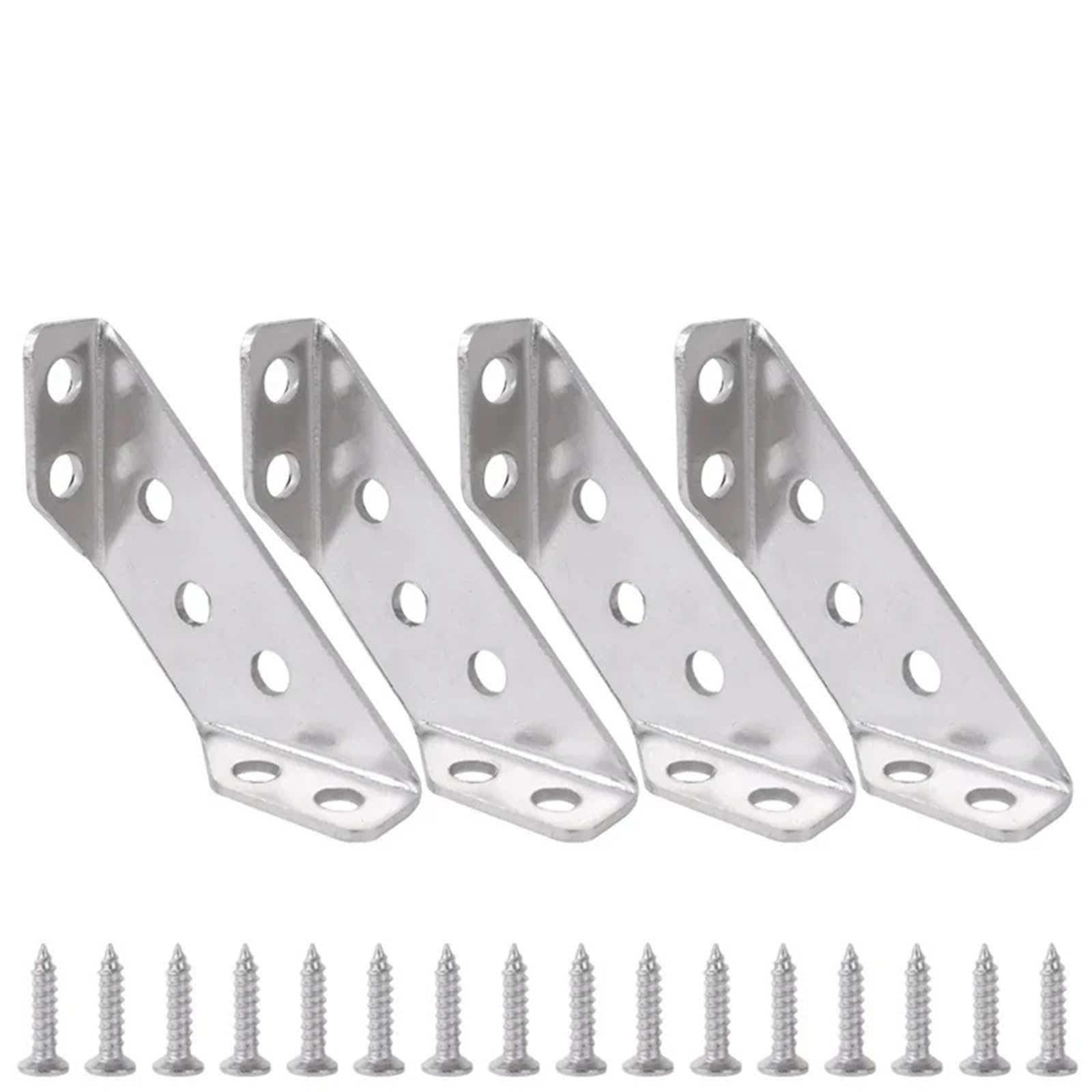 FQJYXWEWL Stainless Steel Furniture Angle Shelf Connector Cabinet Support Fixing Frame Corner Brace with Screw 1-10Pcs(4 Sets)