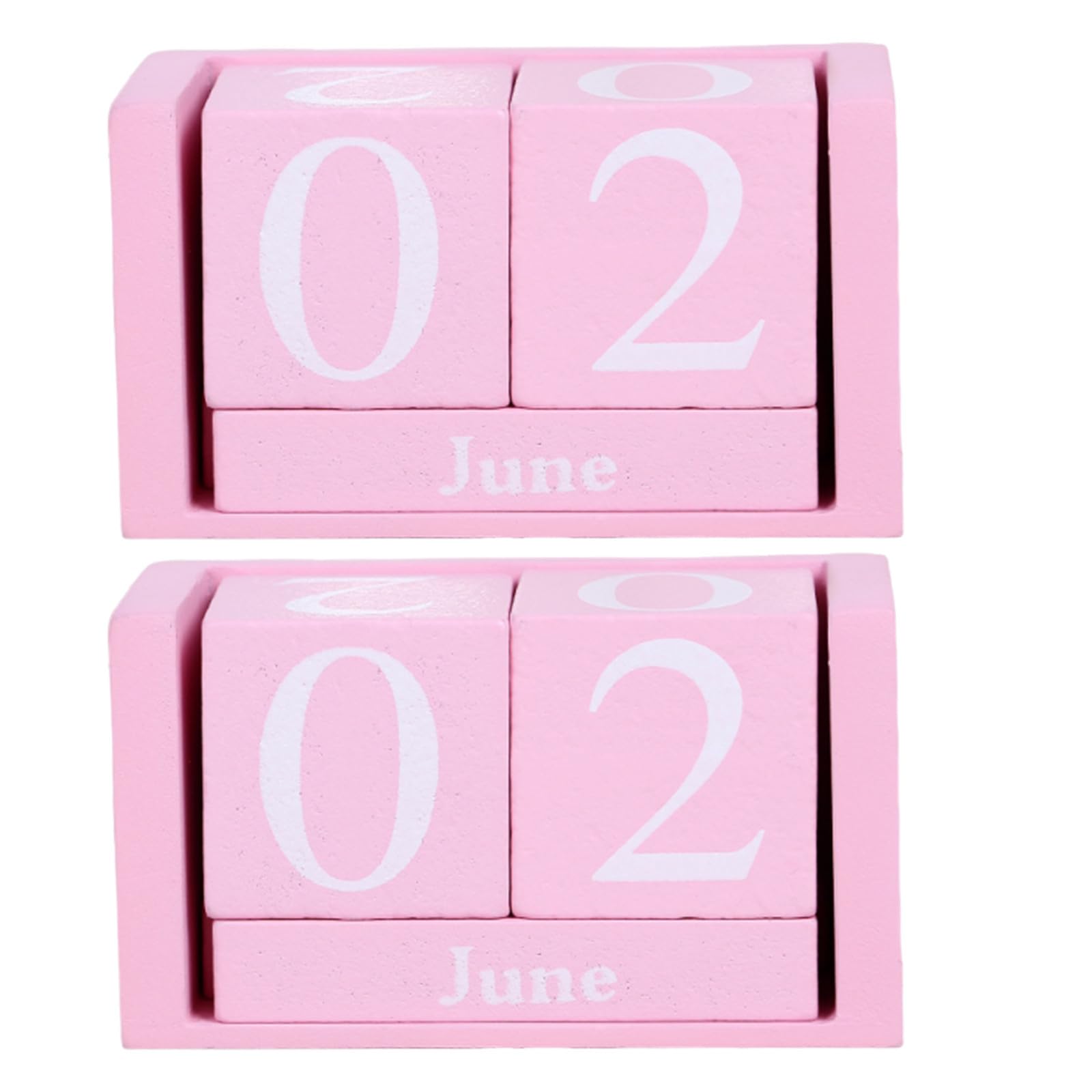 Calendario perpetuo rosa de madera con dos juegos de mesas giratorias estilo europeo minimalista 8