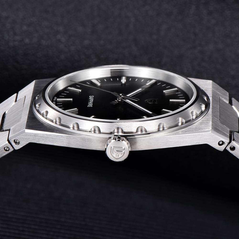 Orizontime Pagani Design Watches for Men, Ultra-Thin Men Dress Watch, 37mm Sapphire Crystal, 316L Stainless Steel, 100m Water Resistant, Gold