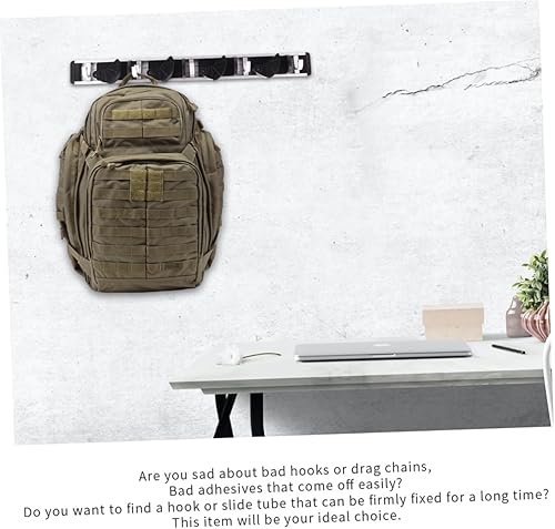 Miniatura 8 de Housoutil Ganchos para colgar en la pared Alumimum Mop Rack Rail Rack Abs Heavy Metal Coat Hanger