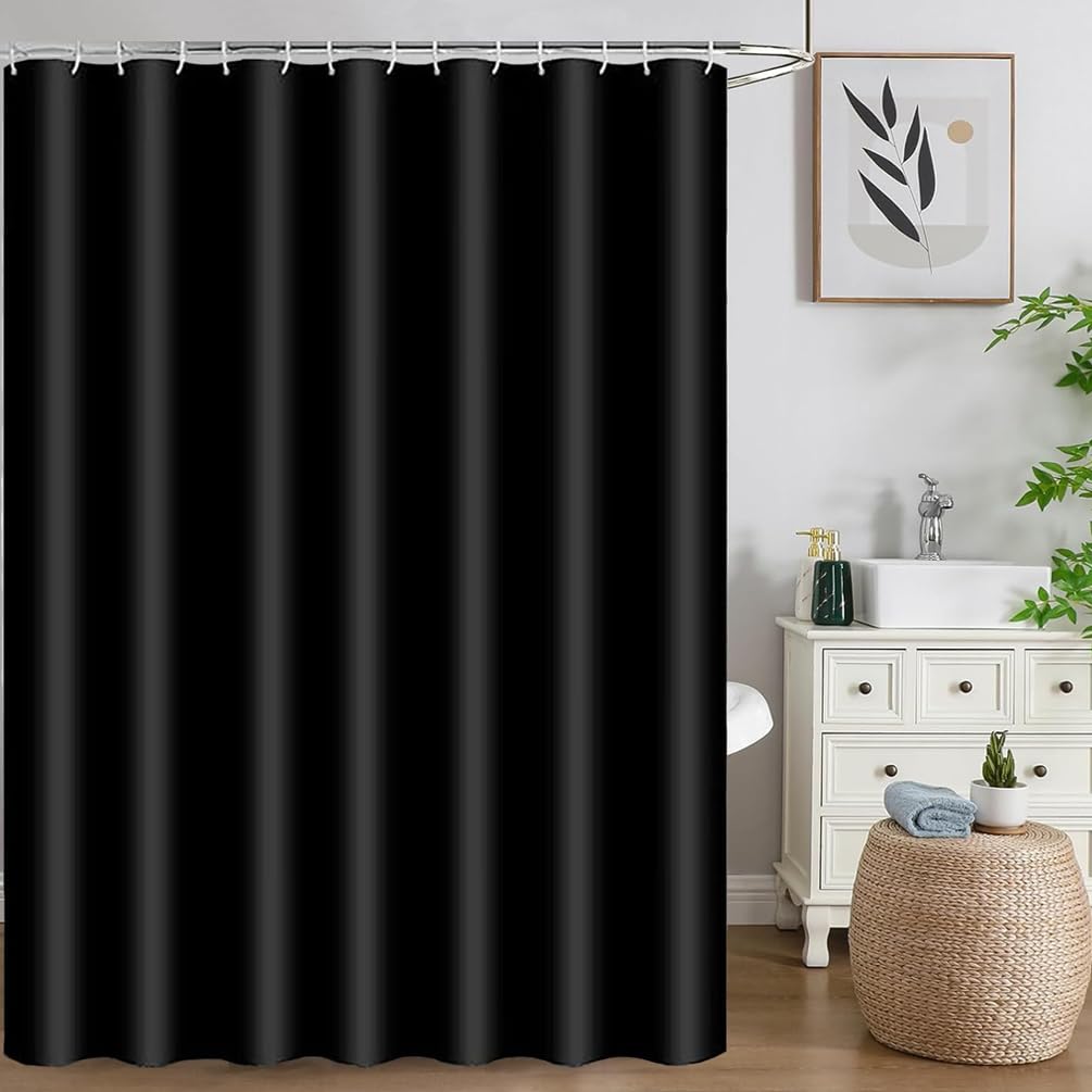 hjwanyin Shower Curtain, Long Shower Curtain Made of Mould PEVA, Stylish and Water Repellent Shower Liner for Bathroom (Black