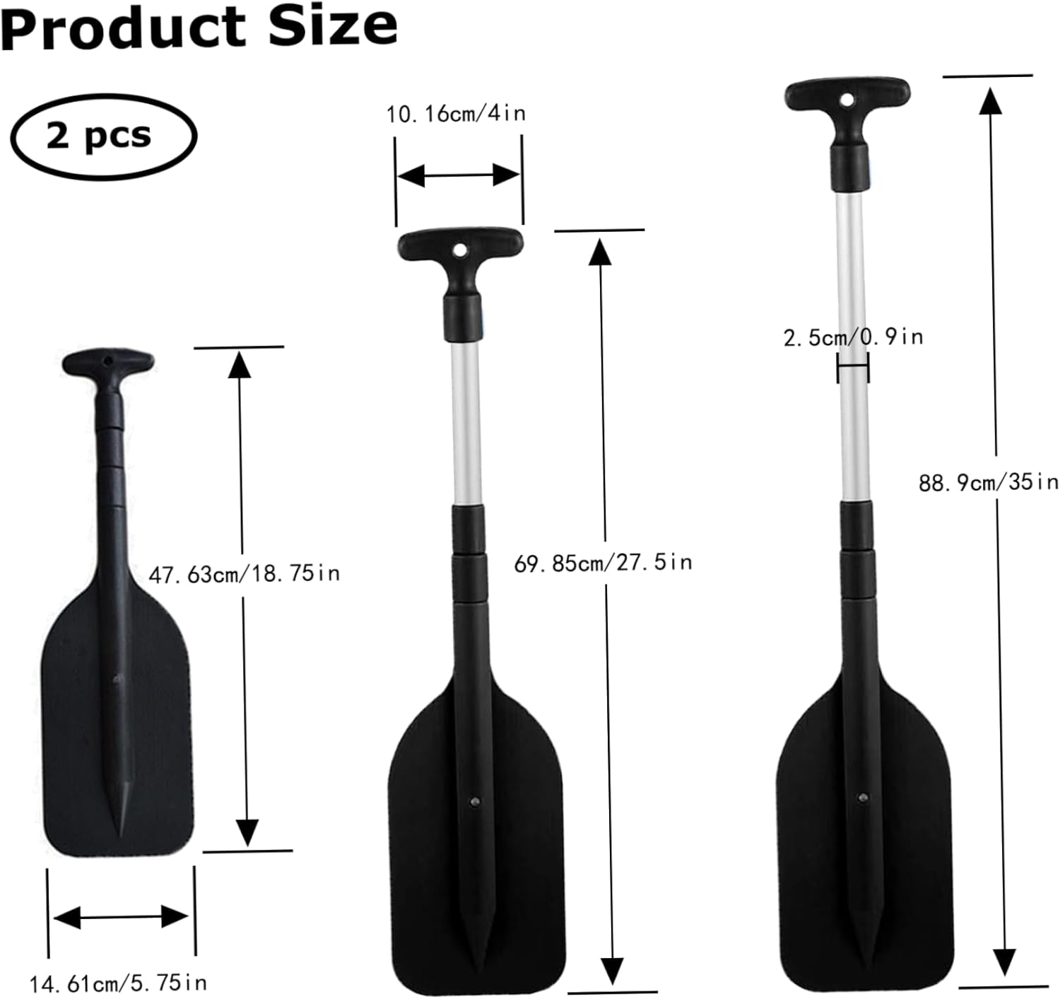 Kayak Paddle Telescoping Kayak Paddles with Plastic Blades 2 PCS Canoe Paddle T-Handle Boat Paddle Portable Boat Oars for Canoes Inflatable Boats Emergency Boats Sport Outdoor.