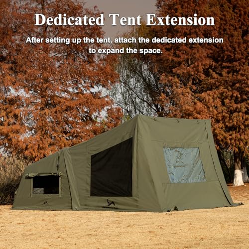 Image of TOMOUNT Inflatable Canvas Tent with Pump,Easy Setup Blow Up Tent for Camping