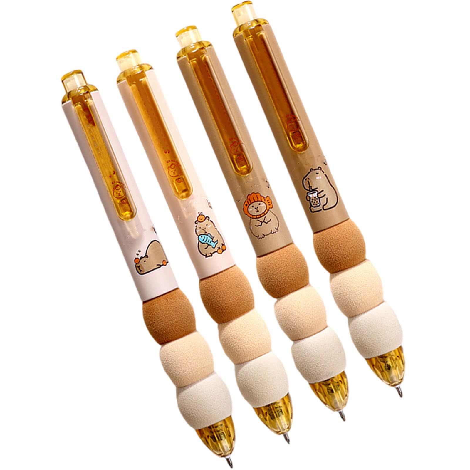 Tenyele Kapibala 4 Pcs Cartoon Animal Gel Pen 0.5Mm Writing Pen Quick-Drying Gel Inks Pen Lovely Retractable Neutral Pen For School