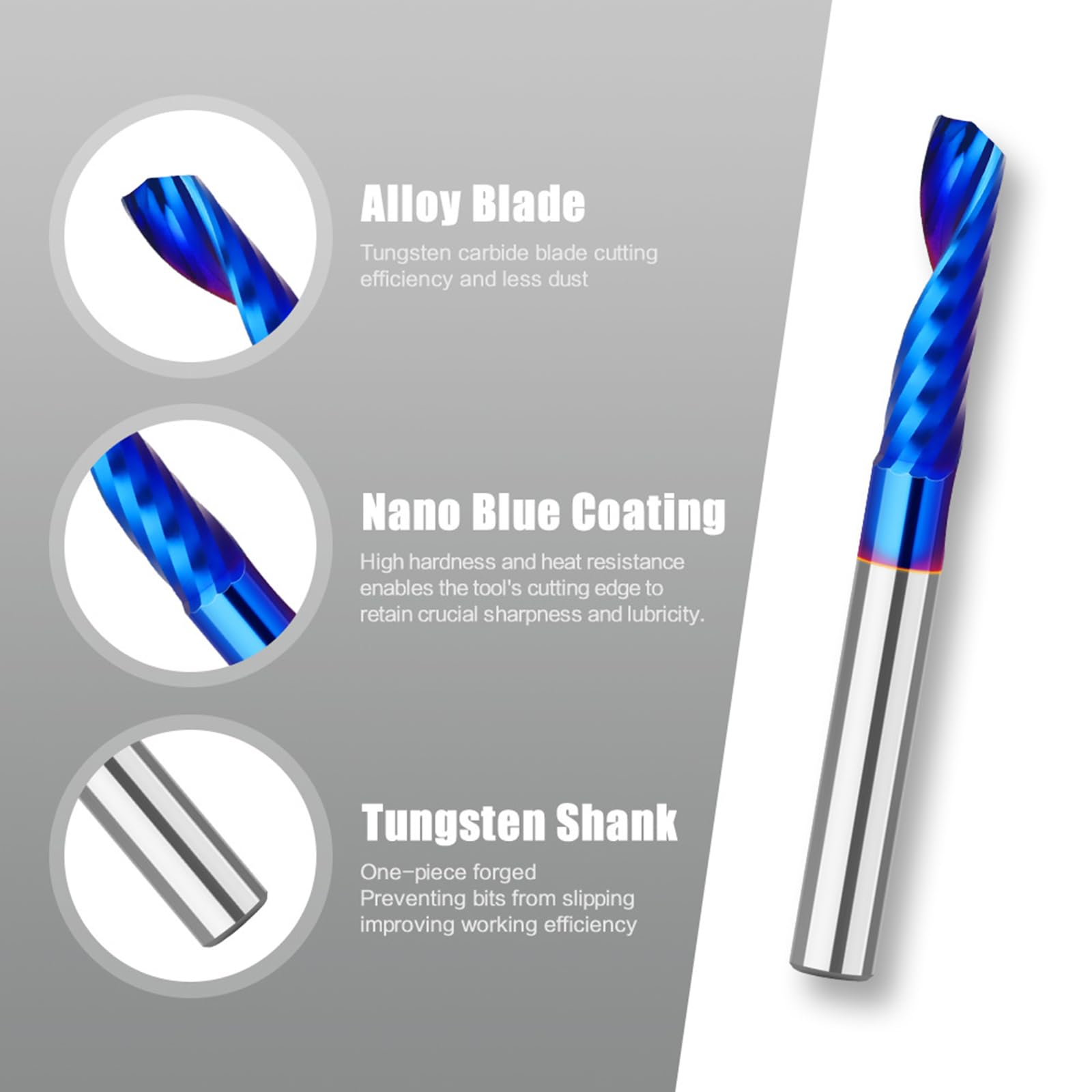 MACHSWON Straight Two Flute Router Cutter 1/4 Inch Shank,3mm Cut Diameter & 25.4mm Cut Length,Tungsten Carbide Tipped,Milling Cutter Straight Router Bit Solid Caribide Bit UP CUP - Image 3