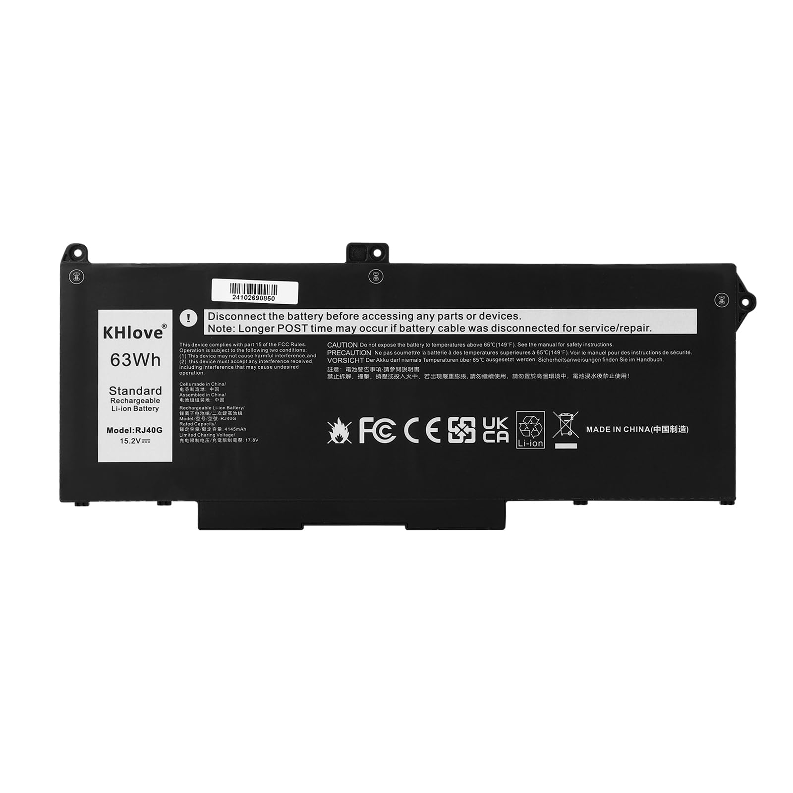 63Wh RJ40G Batteria per Dell Precision 15 3560 Latitude 14 5420 Latitude 15 5520 Series P137G P137G001 P104F P104F001 P104F002 005R42 075X16 01K2CF WY9DX 0WK3F1 0M3KCN Notebook Battery