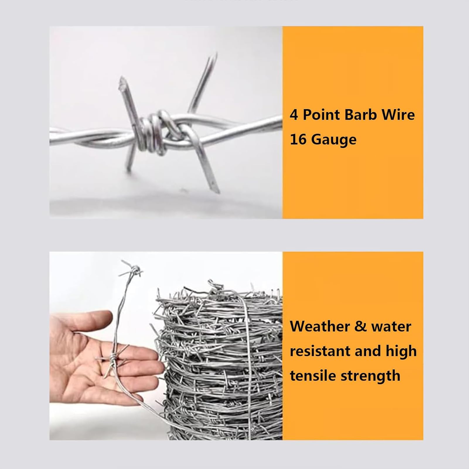 Rollo de Alambre de púas galvanizado - Alambre Resistente de 2,3 mm para cercas de Ganado, Ideal para Uso en Exteriores, proyectos de Manualidades, protección de Jardines y para ahuyentar an