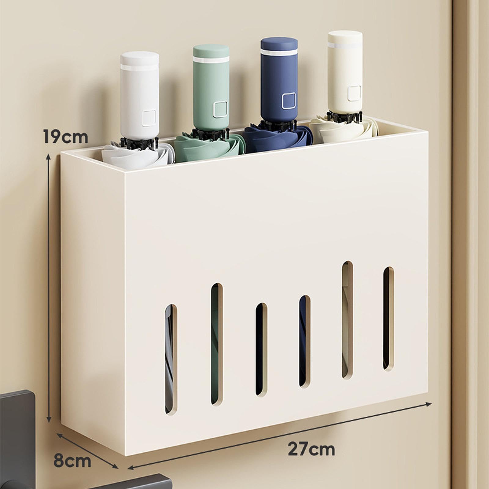 Wall Mounted Umbrella Holder Folding Umbrella Stand 10.63x3.15x7.48 Convenient Organizer Storage Rack for Hallway Home Patio, White