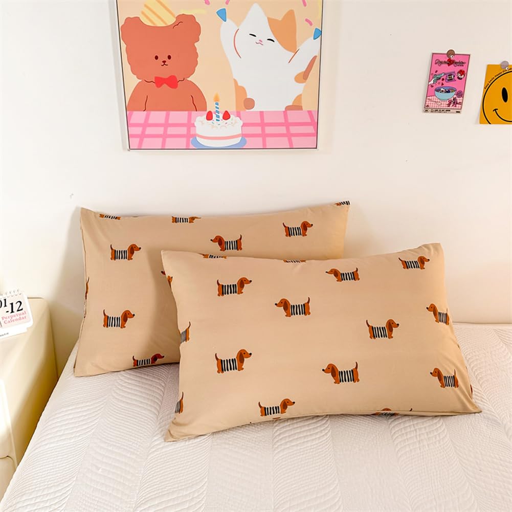 Kid's Pillow Cases 19x29In Queen Size Cute Animals Printed Covers 2 Packs (Cute Puppy)