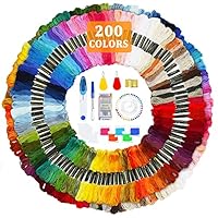 JOTOL Stickgarn-Set, 200 Farben, Stickgarn + Werkzeuge, für Stickerei, Kreuzstich, Stricken, brasilianische Armbänder, Nähgarn, Zubehör