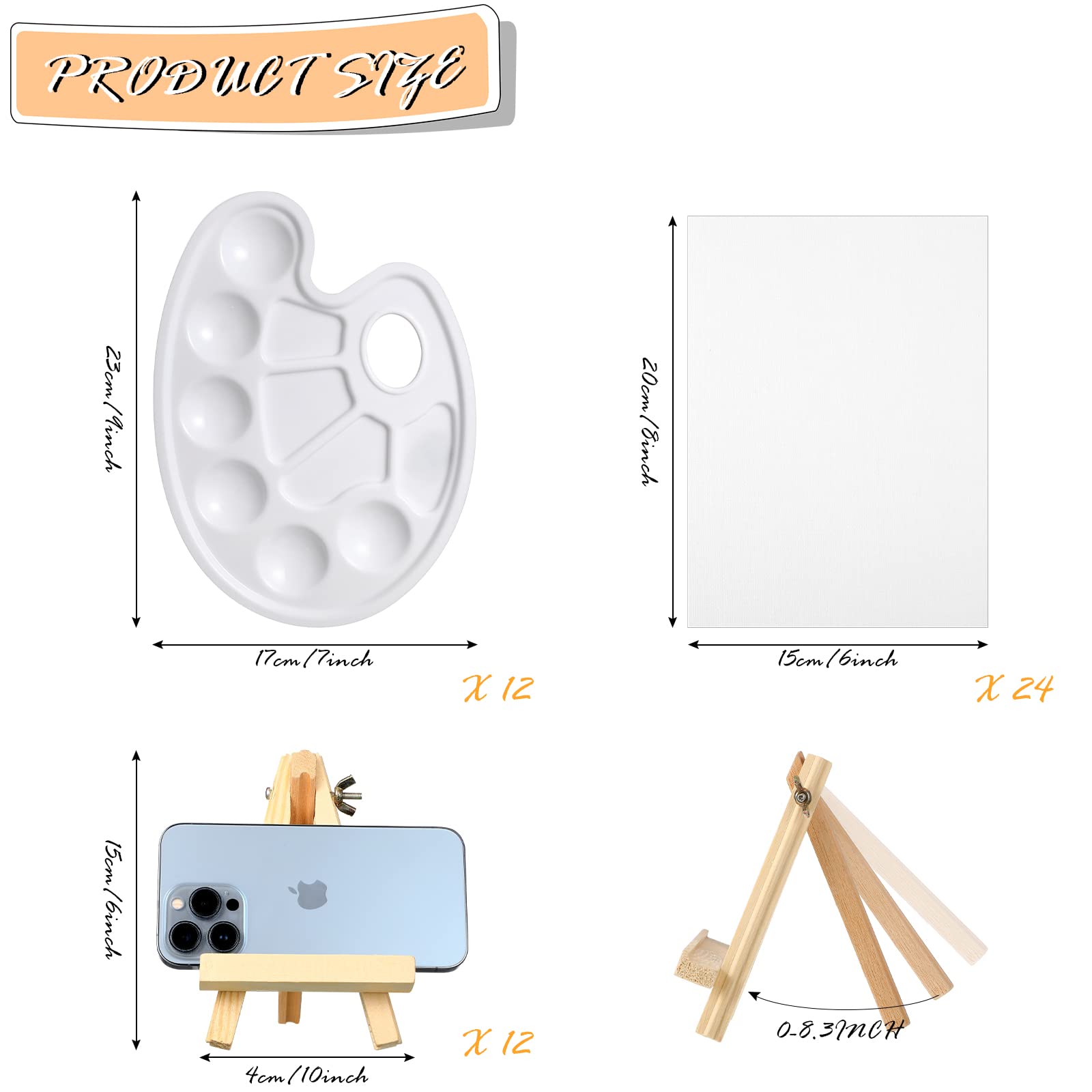 60 Pcs Paint Set Easel Painting Set Including 12 Paint Brush Set with