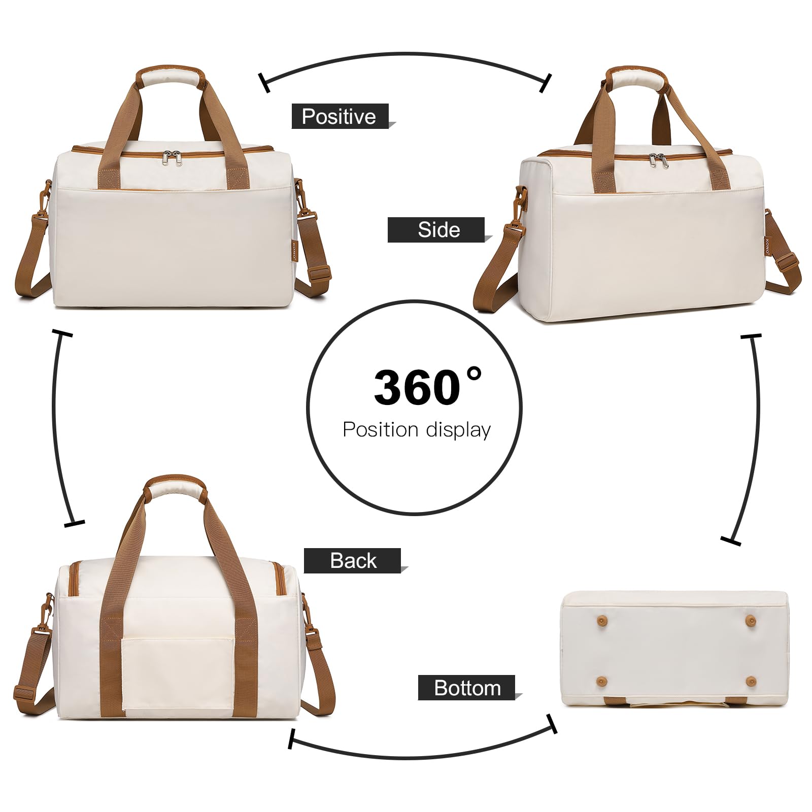 KONO Borsa Bagaglio a Mano 40x20x25 per Ryanair Borsone da Viaggio con Manica per Trolley Borsa Sportiva 20L, Beige