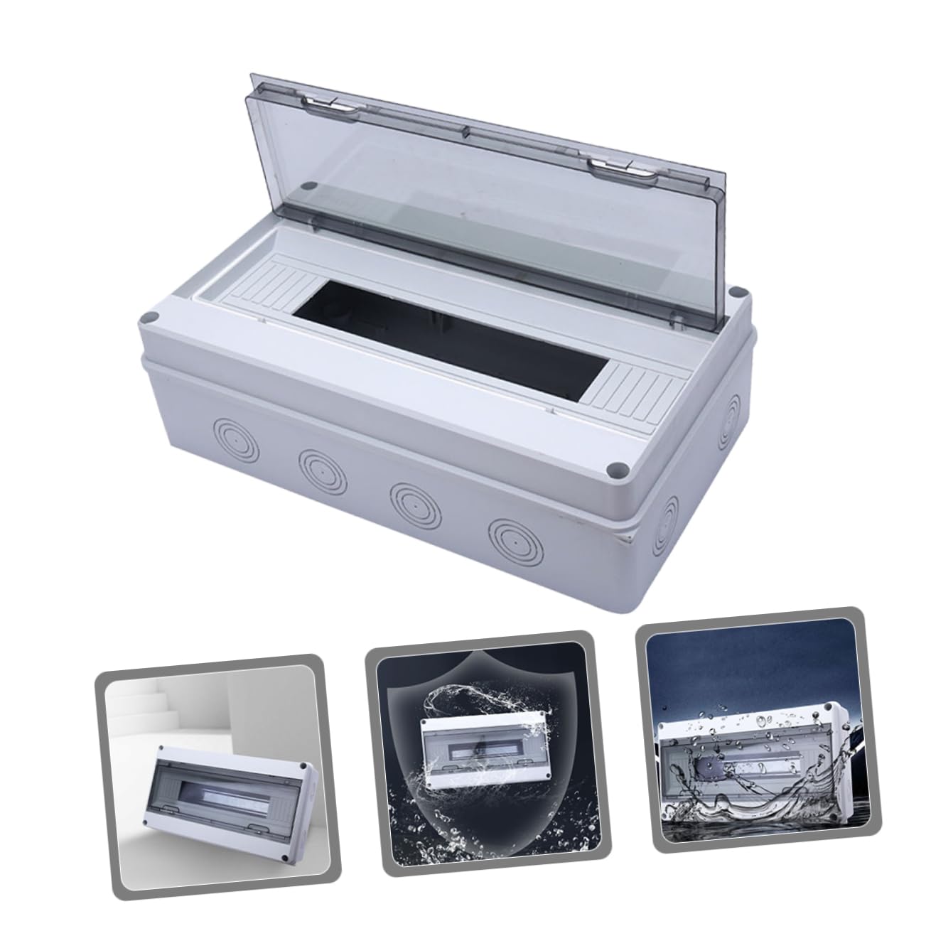 Caja de Distribución Eléctrica Estanca Abs Ip65 18 Circuitos Ht-18 | Montaje en Superficie, Resistente a Lluvia y Polvo, Uso Exterior, Acabado Elegante