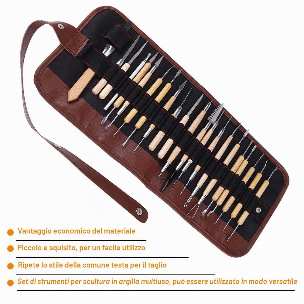 22pcs Strumenti di Intaglio di Strumenti di intagliodi,Diverse Dimensioni e Forme - Ideali per la Lavorazione di Argilla Ceramica