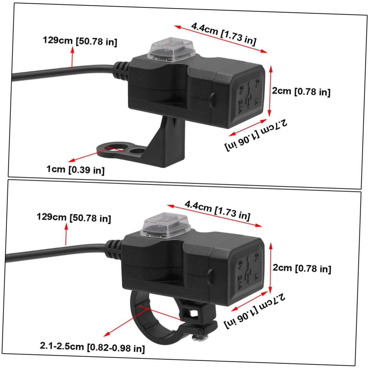GARVALON Motorcycle USB Charger Handlebar Rear Mirror Waterproof Fast Charging 3.1a Universal Power Socket for ATV Scooter