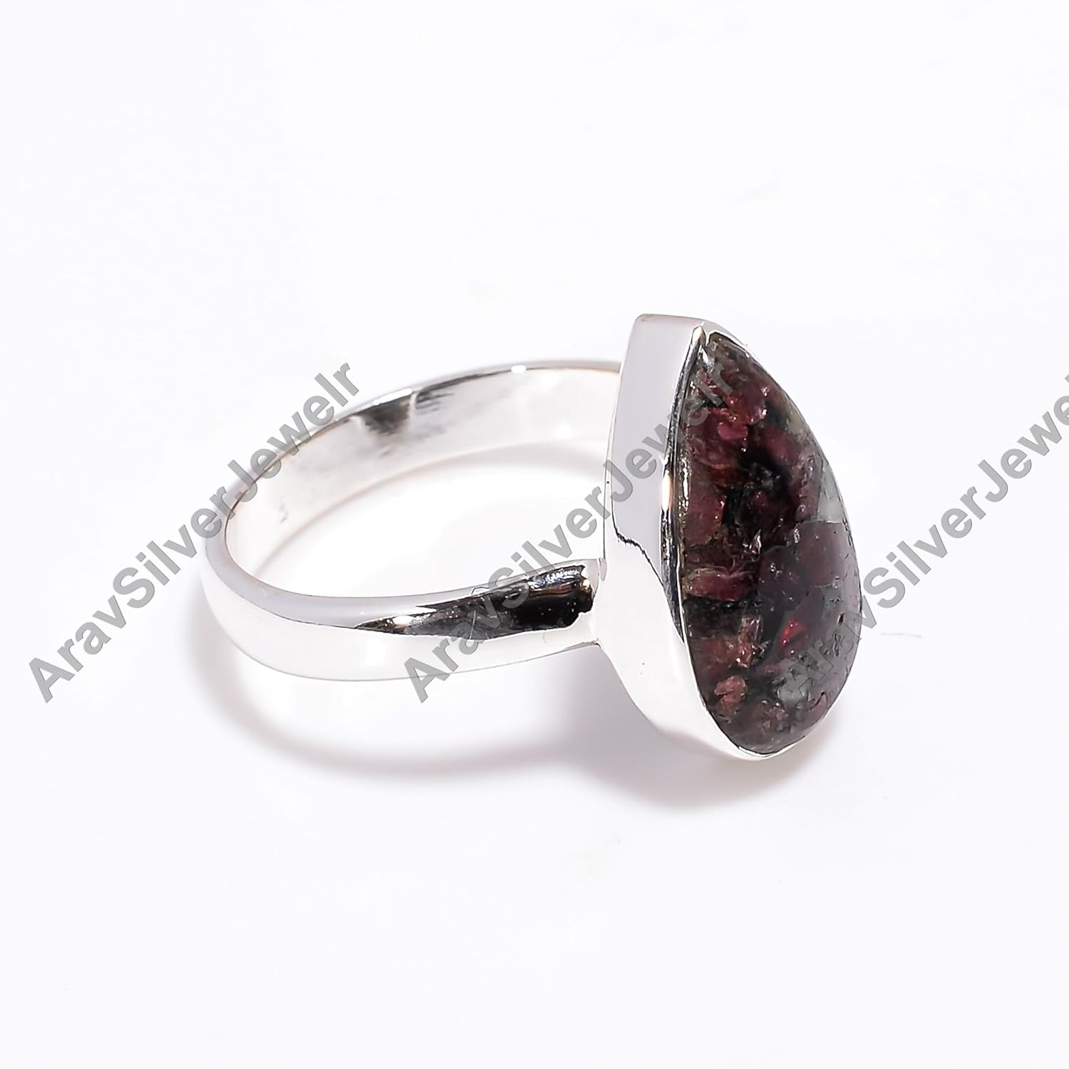 Natural Eudialyte Gemstone 925 Sterling Silver Handmade Statement Promise Stacking Ring Jewelry Gift for Her