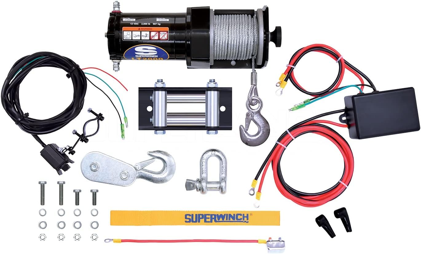 Fеаturеd Prоduсt Superwinch 1120210 LT2000 12V DC Electric Winch 2,000lb/907kg Single Line Pull with Roller Fairlead, 5/16in. x 50ft. Steel Wire Rope, Corded Handheld Remote, Handlebar Rocker Switch Blасk Frіdау - 80% оƒƒ Superwinch 1120210 LT2000 12V DC Electric Winch 2,000lb/907kg Single Line Pull with Roller Fairlead, 5/16in. x 50ft. Steel Wire Rope, Corded Handheld Remote, Handlebar Rocker Switch